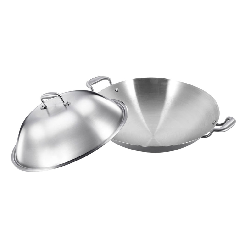 SOGA 3-Ply 42cm Stainless Steel Double Handle Wok Frying Fry Pan Skillet with Lid $ 233.50