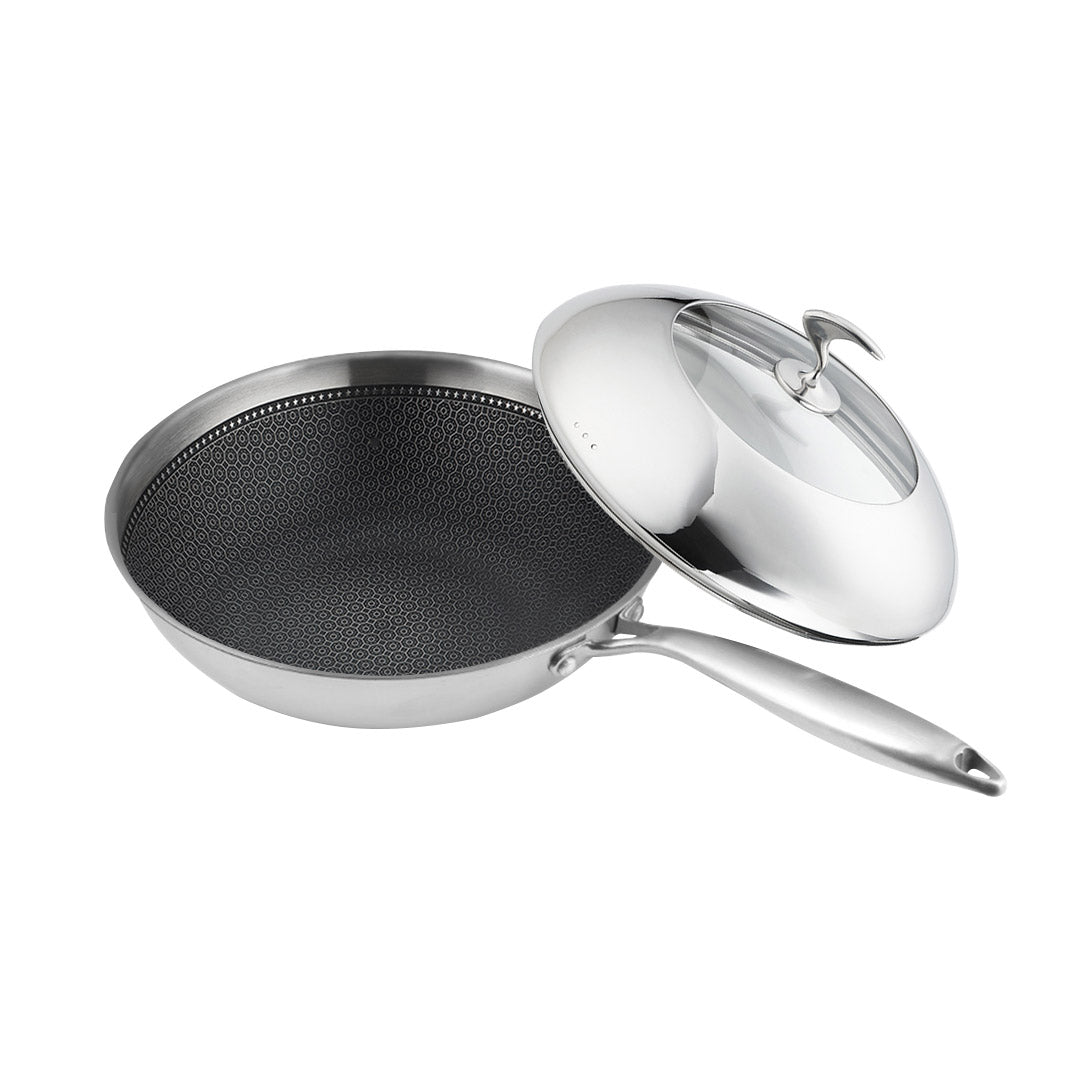 SOGA 18/10 Stainless Steel Fry Pan 30cm Frying Pan Top Grade Cooking Non Stick Interior Skillet with Lid $ 144.50