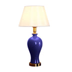 SOGA Blue Ceramic Oval Table Lamp with Gold Metal Base