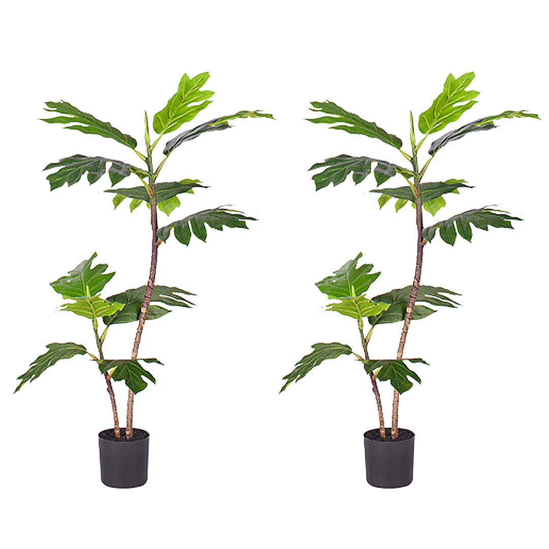 SOGA 2X 90cm 2-Trunk Artificial Natural Green Split-Leaf Philodendron Tree Fake Tropical Indoor Plant Home Office Decor $ 172.90