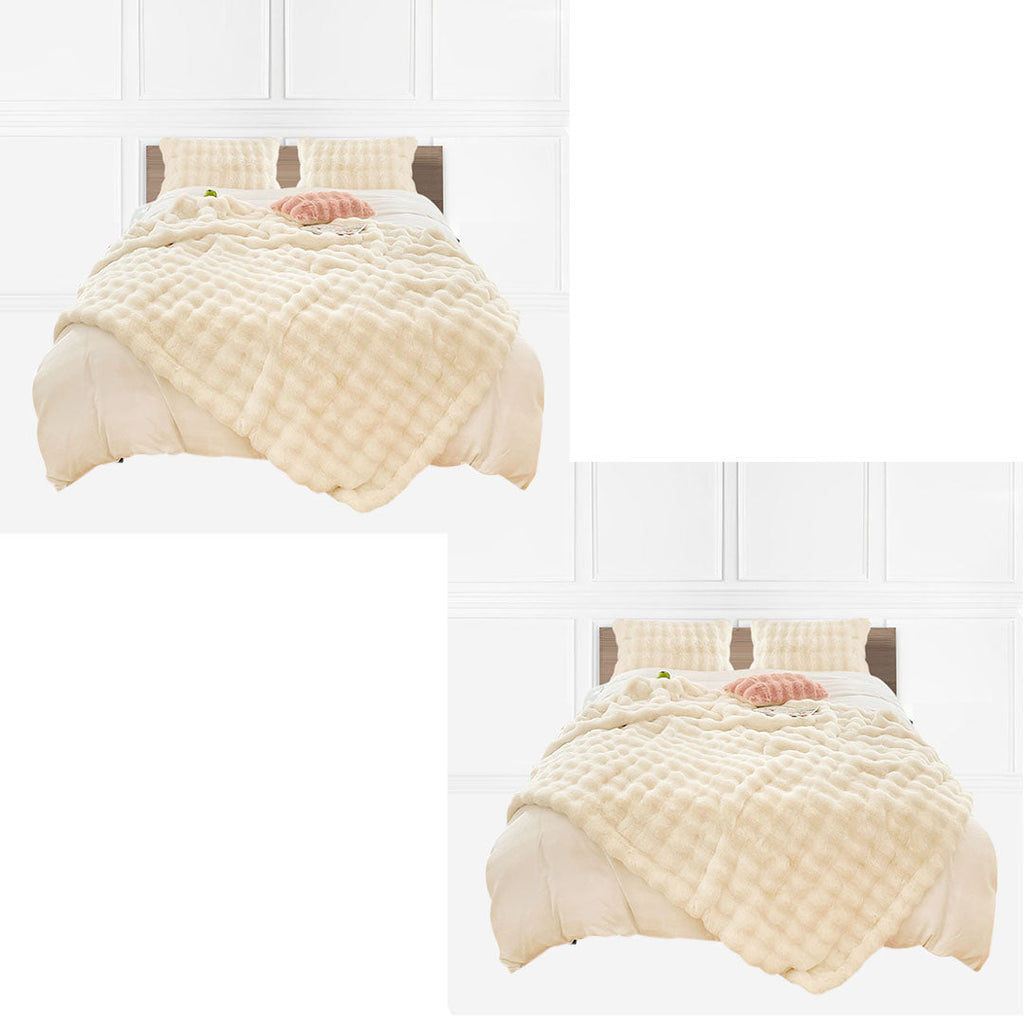 SOGA 2X 200cm Creamy White Fur Fuzzy Super Soft and Cozy Fluffy Throw Blanket $ 315.50