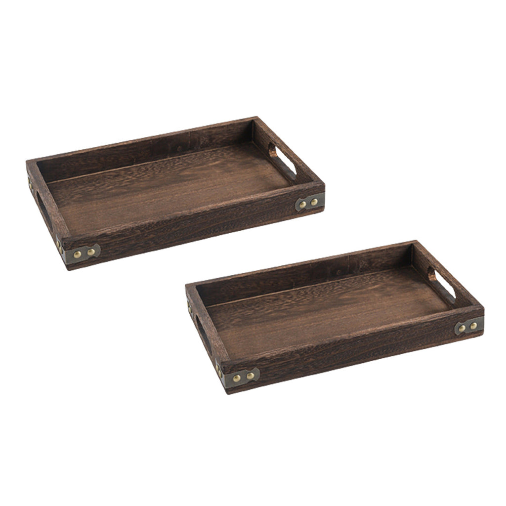 SOGA 2X Small Walnut Rectangle Wooden Tray Breakfast Dinner Serving Board Tea Set Holder Kitchen Home Decor $ 64.90