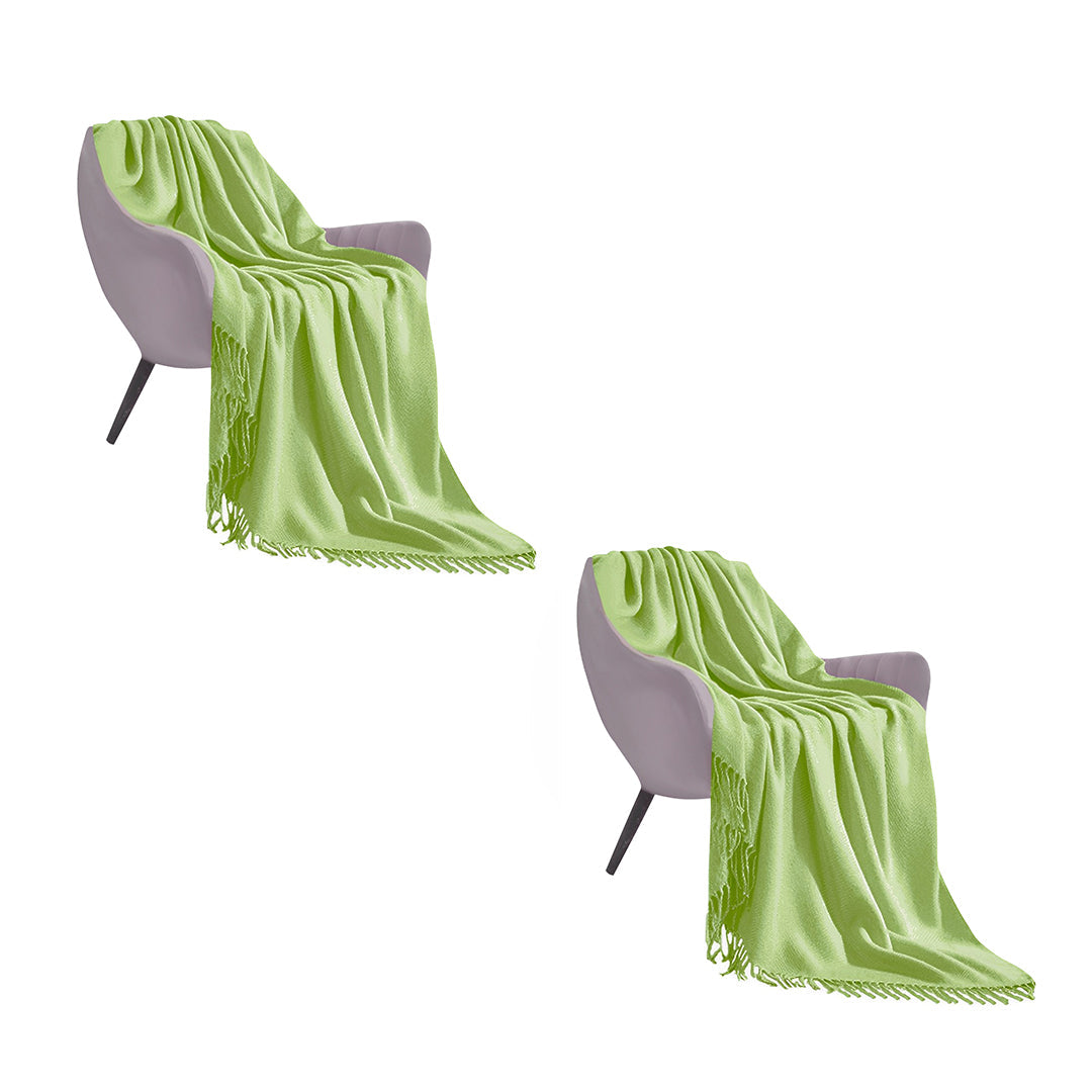 SOGA 2X Green Acrylic Knitted Throw Blanket Solid Fringed Warm Cozy Woven Cover Couch Bed Sofa Home Decor $ 151.50