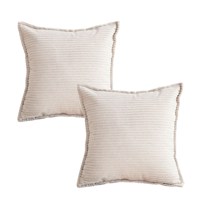 SOGA 2X 45cm Beige Warm Wood Tone & Wabi-sabi Striped Corduroy Square Throw Pillow $ 107.90