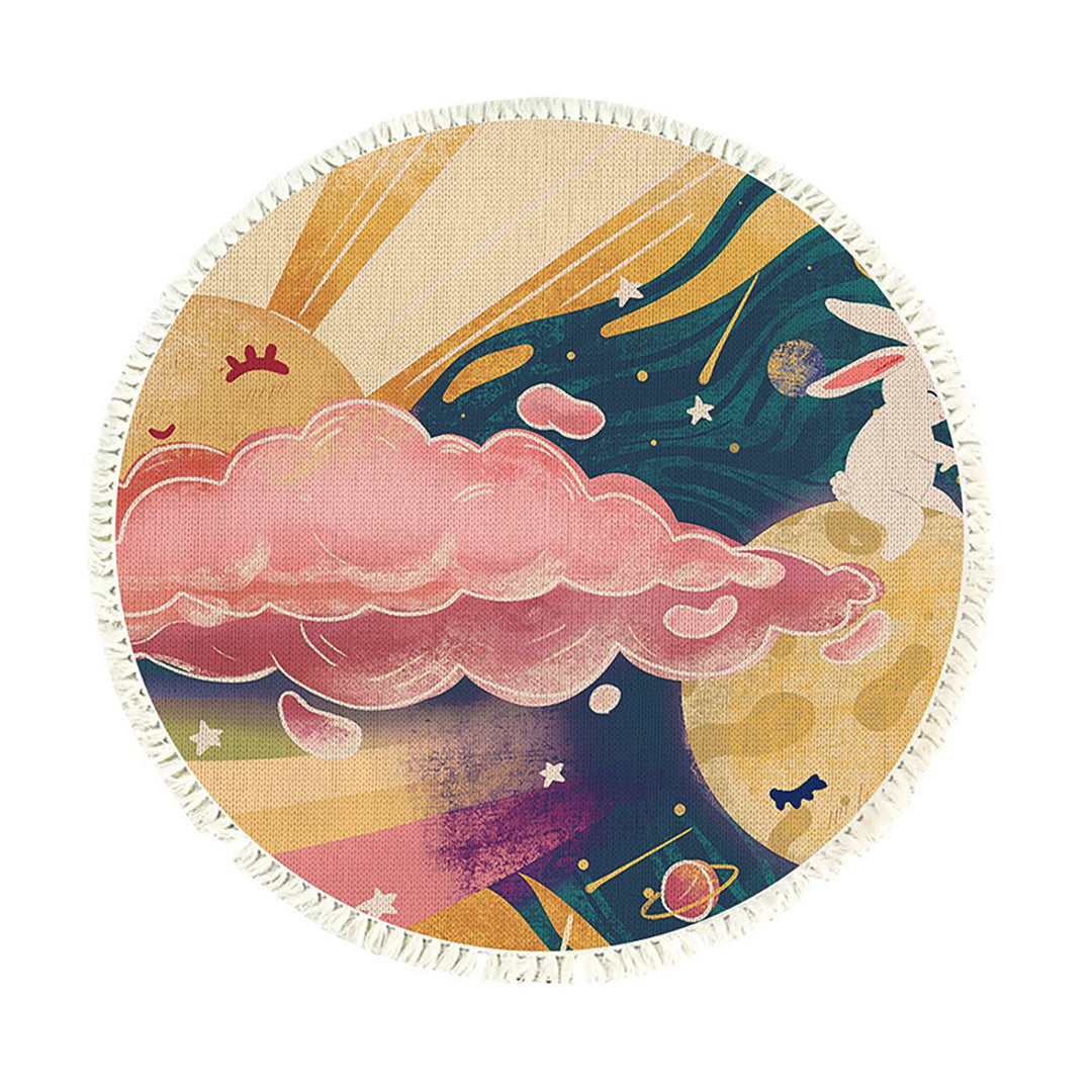 SOGA 120cm Round Tassels Carpet Sky Landscape Clouds Boho Circle Area Rugs Home Decor $ 73.50