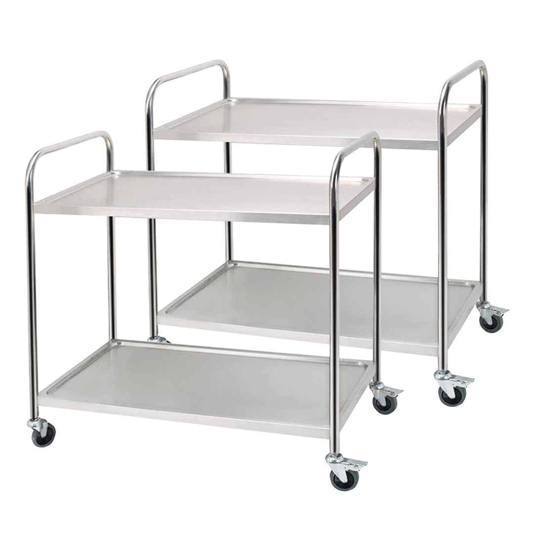 SOGA 2X 2 Tier 86x54x94cm Stainless Steel Kitchen Dinning Food Cart Trolley Utility Round Large $ 471.90