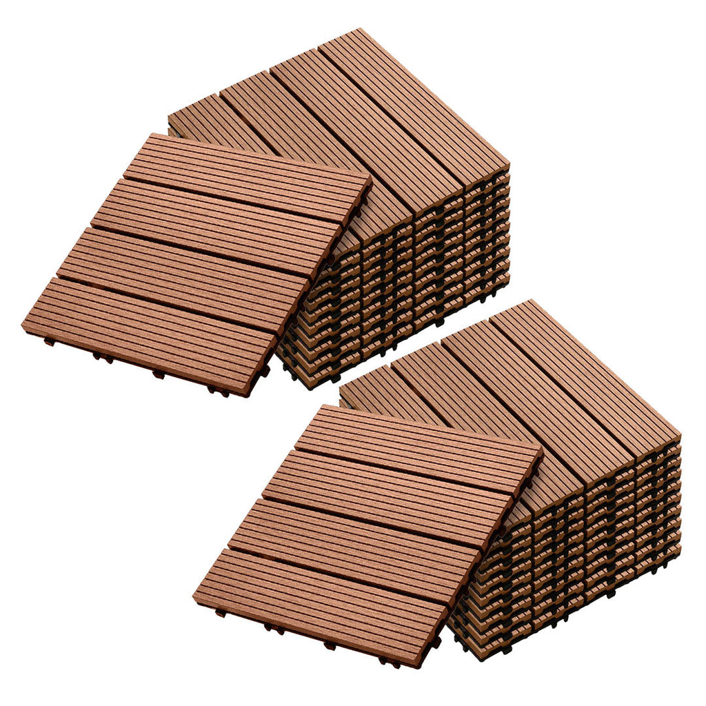 SOGA 2X 11 pcs Red Brown DIY Wooden Composite Decking Tiles Garden Outdoor Backyard Flooring Home Decor $ 215.50