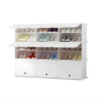 SOGA 5 Tier 3 Column White Shoe Rack Organizer Sneaker Footwear Storage Stackable Stand Cabinet Portable Wardrobe with Cover $ 111.50