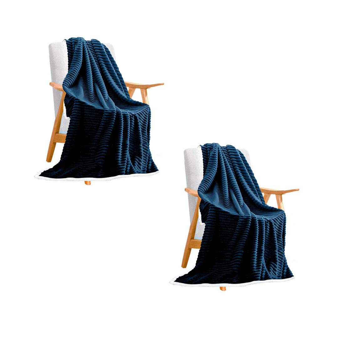 SOGA 2X Throw Blanket Warm Cozy Double Sided Thick Flannel Coverlet Fleece Bed Sofa Comforter Dark Blue $ 181.50