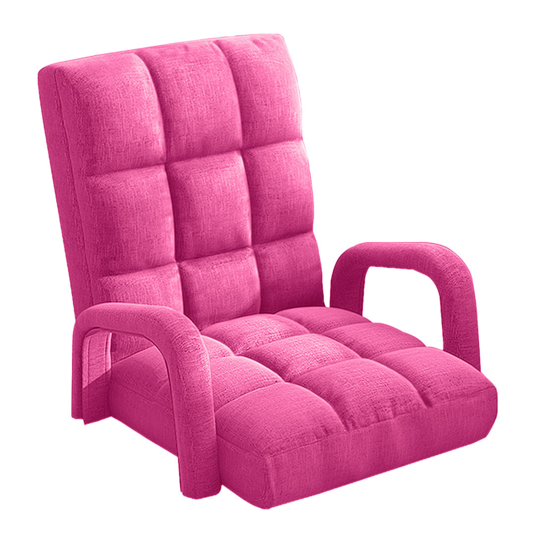SOGA Foldable Lounge Cushion Adjustable Floor Lazy Recliner Chair with Armrest Pink $ 211.50