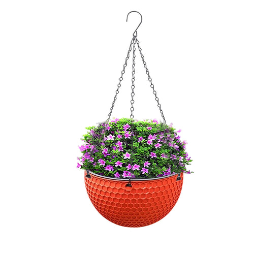 SOGA Red Small Hanging Resin Flower Pot Self Watering Basket Planter Outdoor Garden Decor $ 26.90