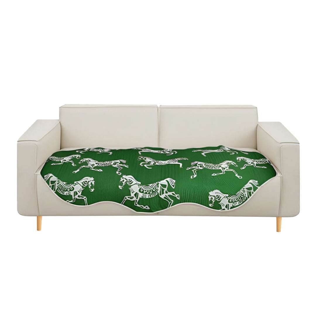 SOGA Four-Seater Green Horse Print 90x260cm Throw Blanket Sofa Cover $ 144