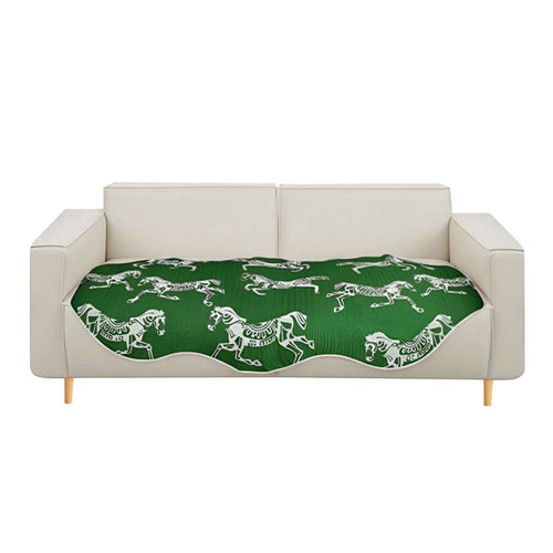 SOGA Four-Seater Green Horse Print 90x260cm Throw Blanket Sofa Cover $ 144