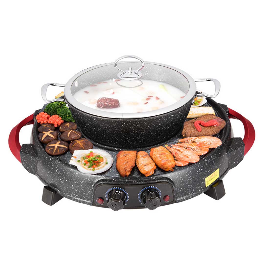 SOGA 2 in 1 Electric Stone Coated Teppanyaki Grill Plate Steamboat Hotpot $ 199.90