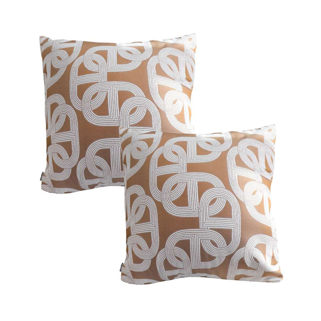 SOGA 2X 50cm Artistic Camel Brown White Geometric Pattern Throw Pillow $ 142