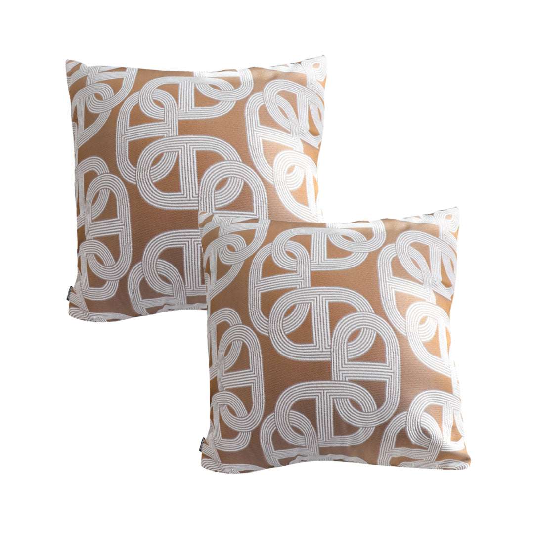 SOGA 2X 50cm Artistic Camel Brown White Geometric Pattern Throw Pillow $ 142