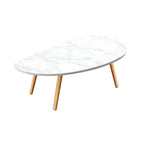 SOGA 80x40cm White Stone Pattern Living Room Nordic  Coffee Table Modern Style