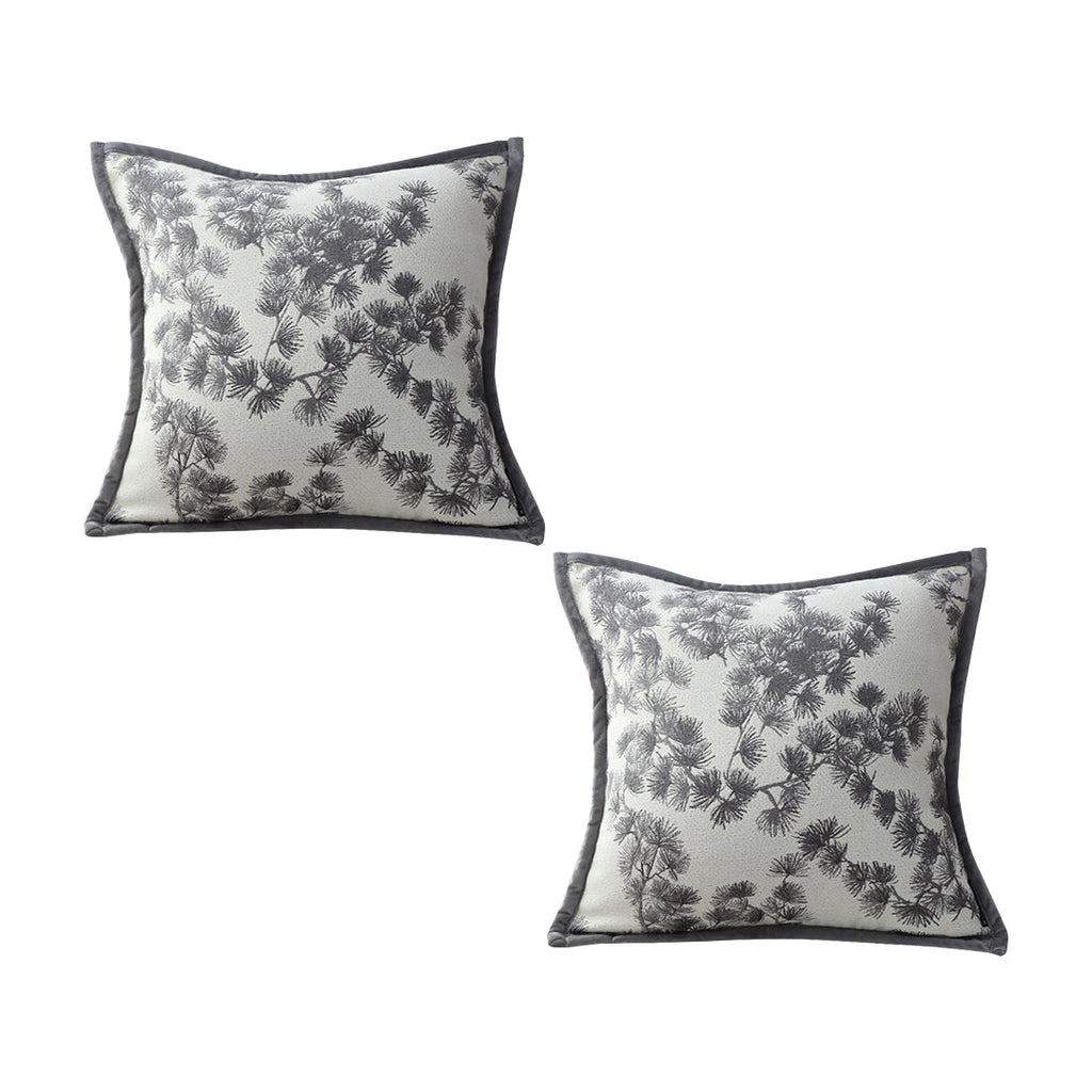 SOGA 2X 45cm Throw Pillow Black and White Wide Border with Branch and Pine Needle Design Pattern Home Decor $ 92.90