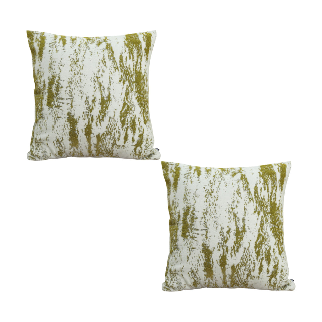 SOGA 2X 50cm Throw Pillow White and Olive Green Deluxe Polyester Fiber and Cotton for Home Decor