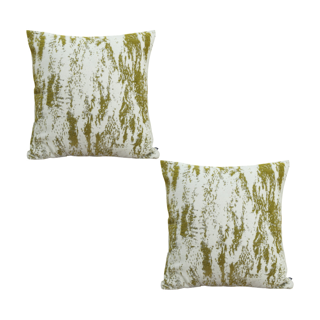 SOGA 2X 50cm Throw Pillow White and Olive Green Deluxe Polyester Fiber and Cotton for Home Decor