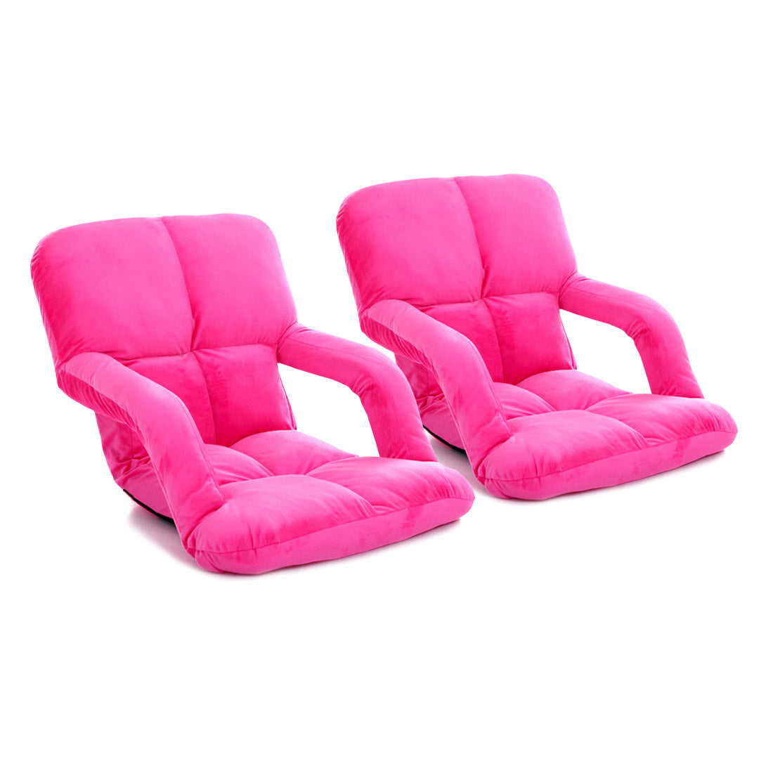 SOGA 2X Foldable Lounge Cushion Adjustable Floor Lazy Recliner Chair with Armrest Pink $ 175.90