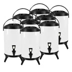 SOGA 8X 16L Stainless Steel Insulated Milk Tea Barrel Hot and Cold Beverage Dispenser Container with Faucet White