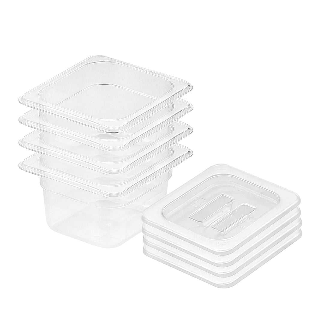 SOGA 100mm Clear Gastronorm GN Pan 1/6 Food Tray Storage Bundle of 4 with Lid $ 116.50