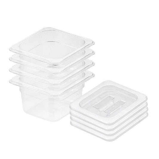 SOGA 100mm Clear Gastronorm GN Pan 1/6 Food Tray Storage Bundle of 4 with Lid $ 116.50