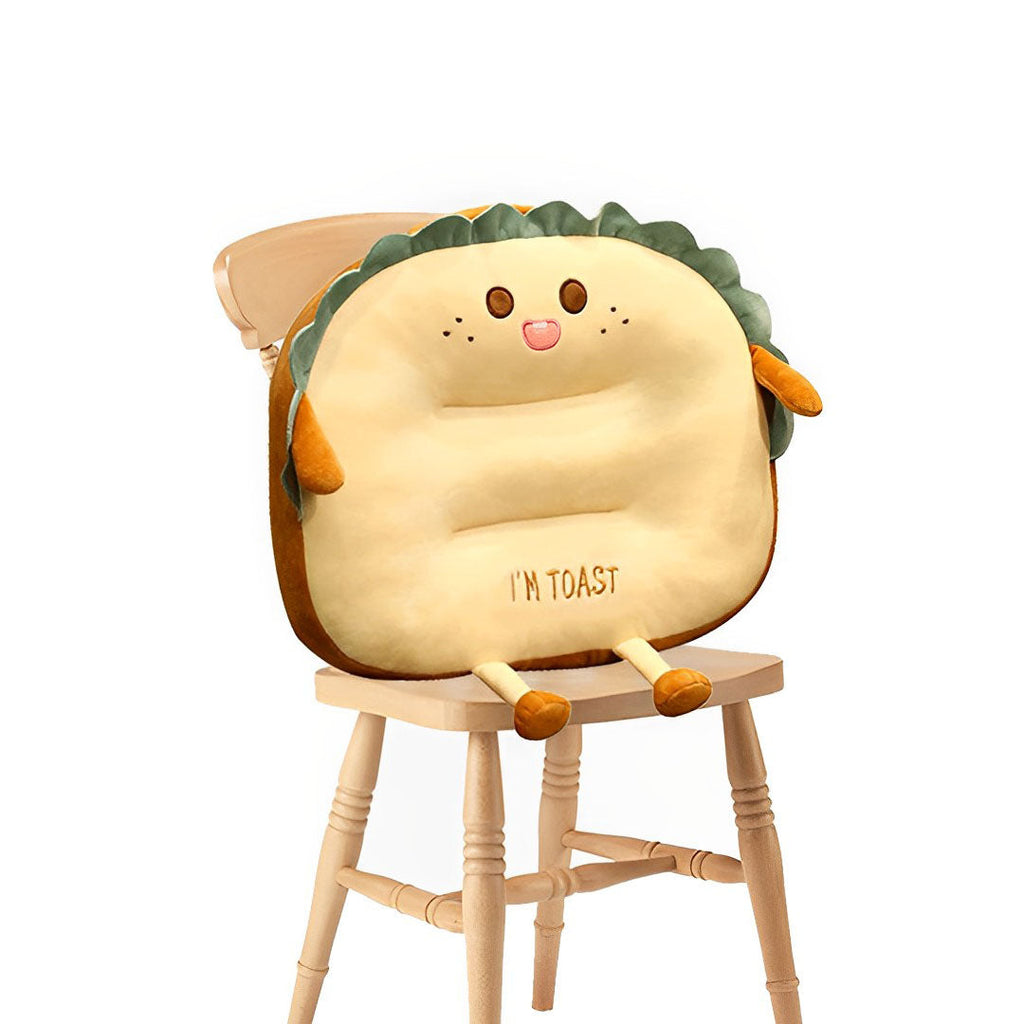 SOGA Cute Face Toast Bread Cushion Stuffed Car Seat Plush Cartoon Back Support Pillow Home Decor $ 41.50