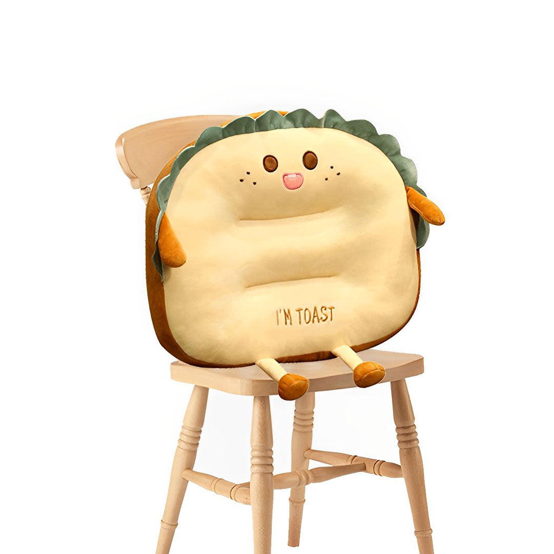 SOGA Cute Face Toast Bread Cushion Stuffed Car Seat Plush Cartoon Back Support Pillow Home Decor $ 41.50