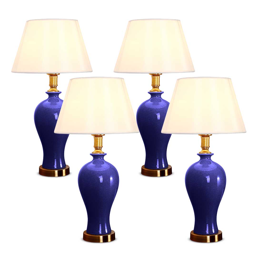 SOGA 4X Blue Ceramic Oval Table Lamp with Gold Metal Base $ 588.50