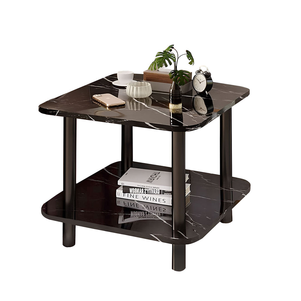 SOGA 60cm Black Ceramic Table Stone Pattern Modern Design with Black Legs