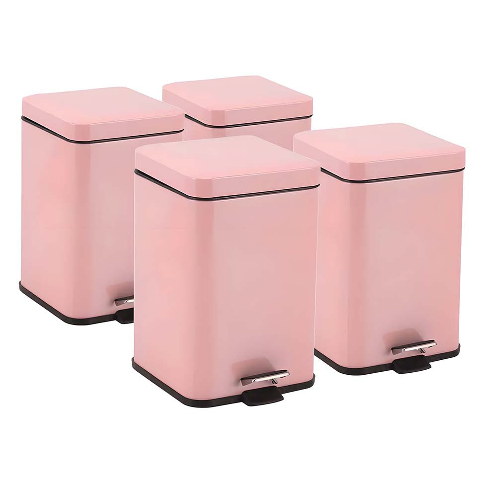 SOGA 4X Foot Pedal Stainless Steel Rubbish Recycling Garbage Waste Trash Bin Square 12L Pink $ 316.50