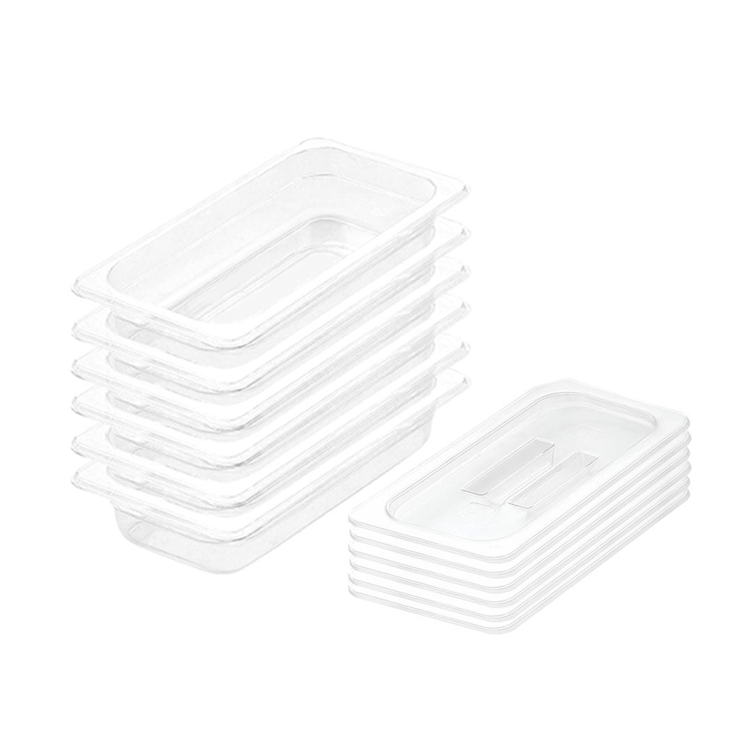 SOGA 65mm Clear Gastronorm GN Pan 1/3 Food Tray Storage Bundle of 6 with Lid $ 224.90