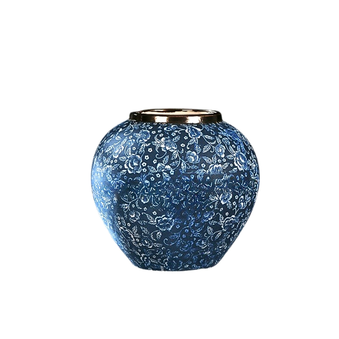 SOGA 21x22cm Blue with White Mini Floral Small Ceramic Flower Vase Elegant Living Room Home Decor $ 77.90