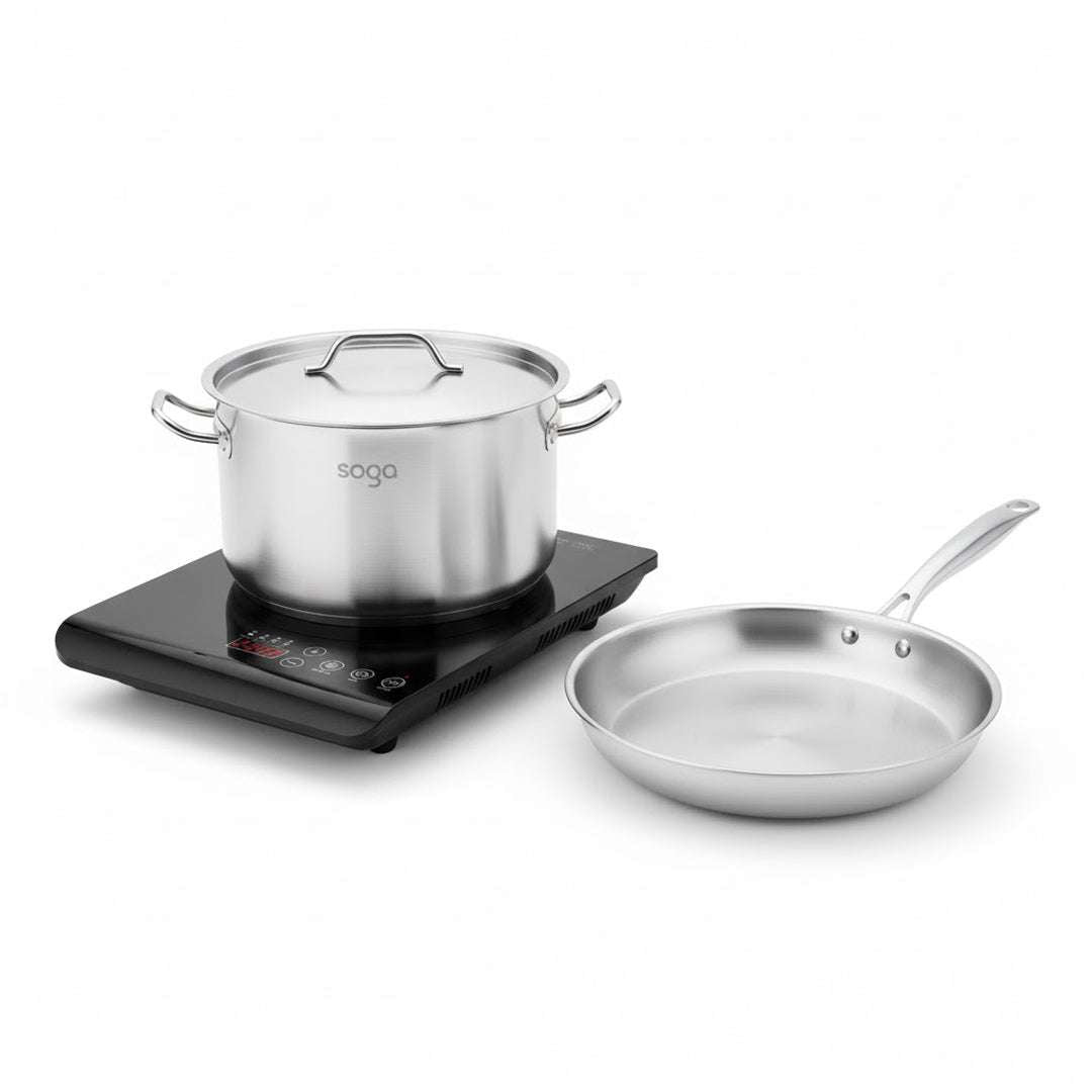 SOGA Kitchenware Bundle – 35.5cm Smart Induction Cooktop, 26cm Fry Pan & 9L Stock Pot $ 296