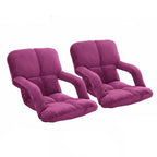 SOGA 2X Foldable Lounge Cushion Adjustable Floor Lazy Recliner Chair with Armrest Magenta