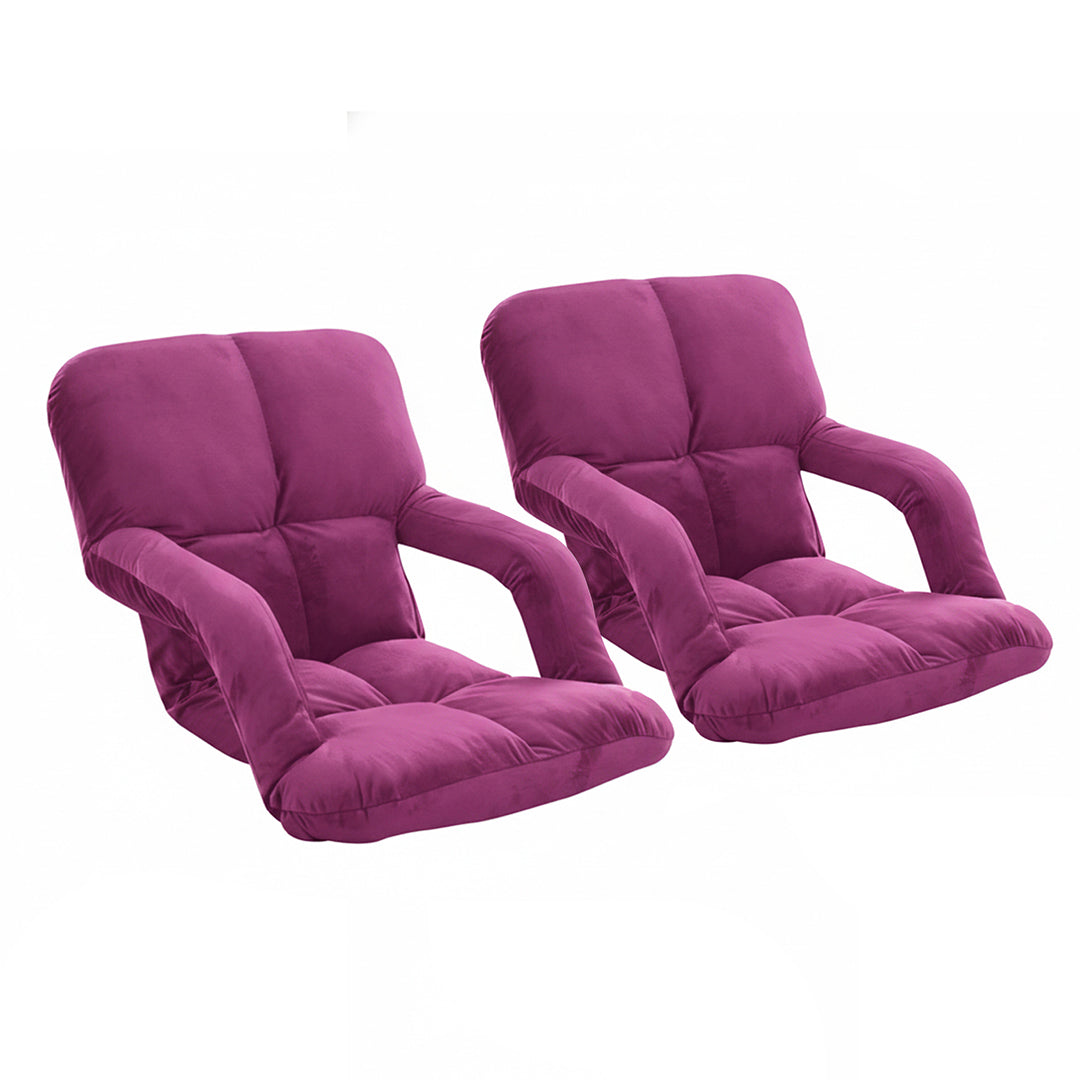 SOGA 2X Foldable Lounge Cushion Adjustable Floor Lazy Recliner Chair with Armrest Magenta