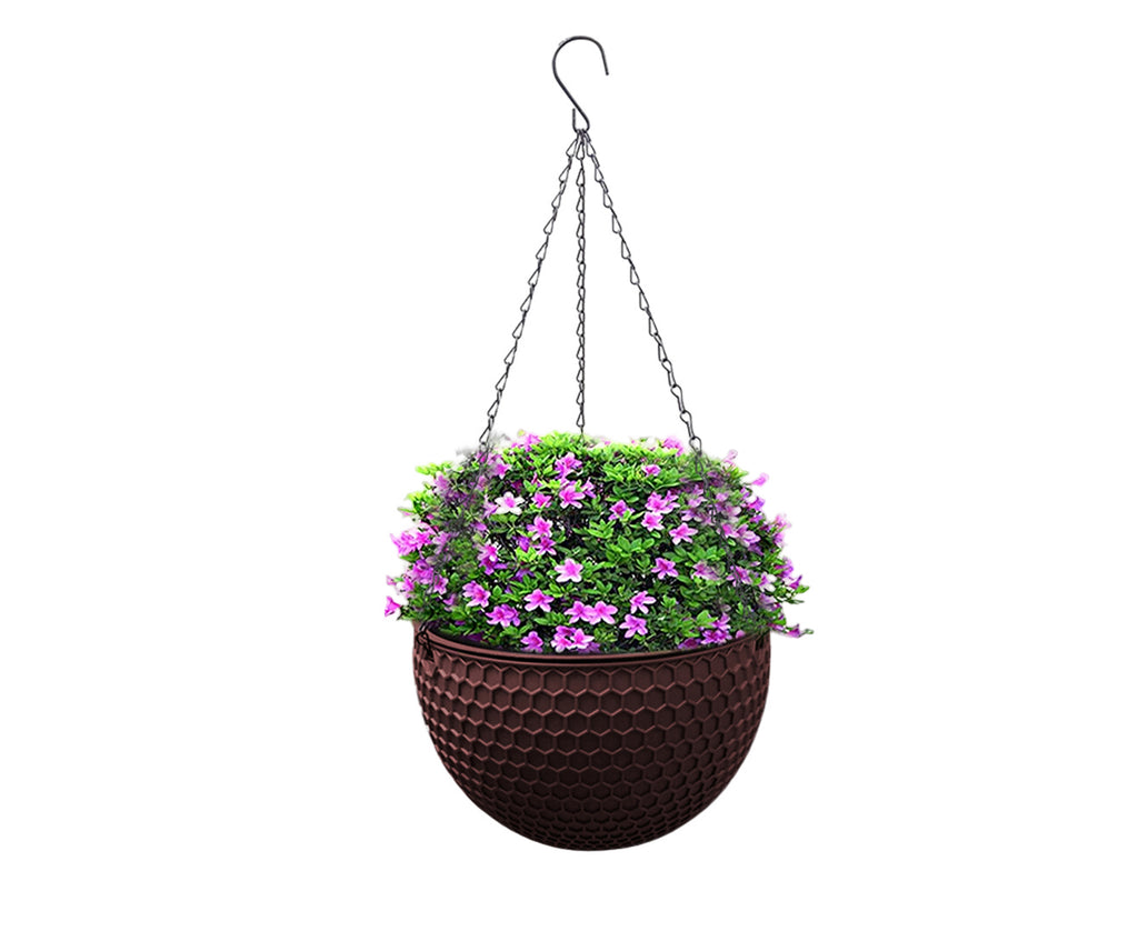 Hanging pot with flowers – coffee brown
