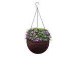 Hanging pot with flowers – coffee brown