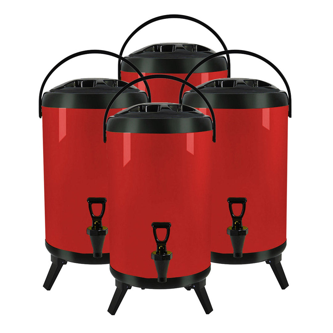 SOGA 4X 16L Stainless Steel Insulated Milk Tea Barrel Hot and Cold Beverage Dispenser Container with Faucet Red $ 401.50