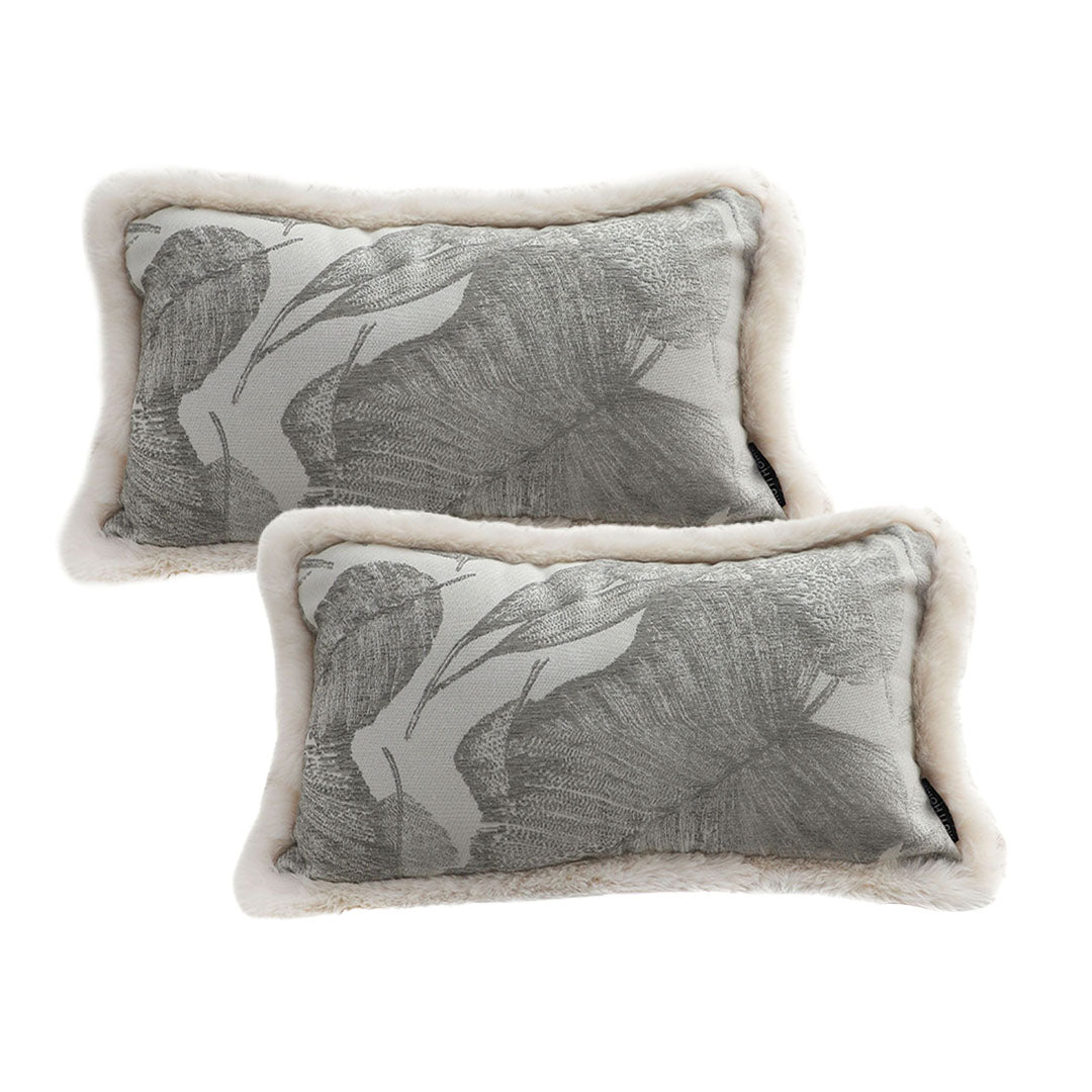 SOGA 2X 30cm Wabi-sabi Rectangular Raised Embroidery Leaf & Lumbar Throw Pillow $ 129.50