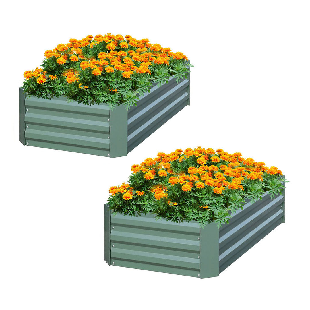SOGA 2X 120x90cm Rectangle Galvanised Raised Garden Bed Vegetable Herb Flower Outdoor Planter Box $ 228.50