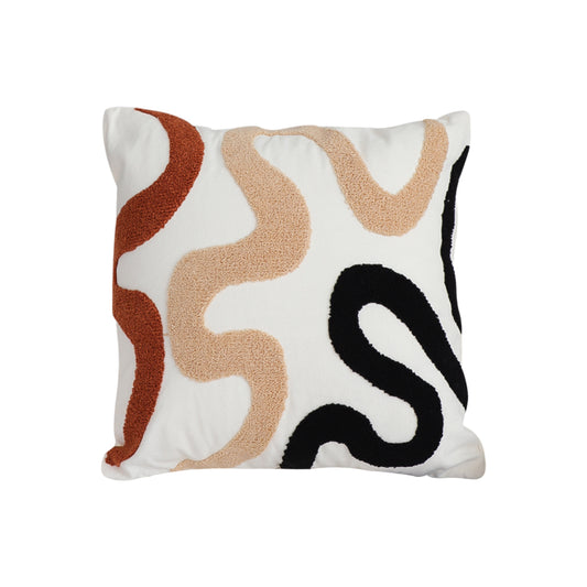 SOGA 45cm Cream Black Geometric Squiggly Pattern Throw Pillow $ 66.90