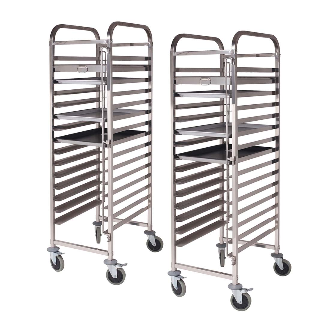 SOGA 2x Gastronorm Trolley 16 Tier Stainless Steel Cake Bakery Trolley Suits 60*40cm Tray $ 851.50