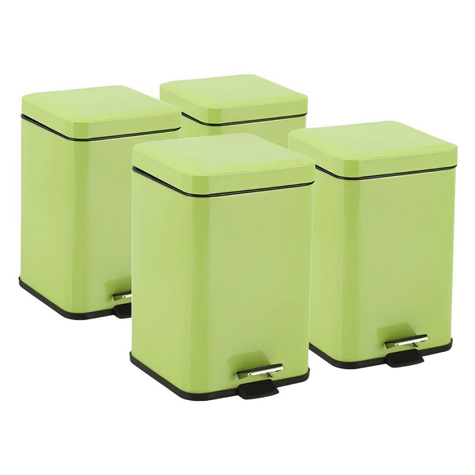 SOGA 4X Foot Pedal Stainless Steel Rubbish Recycling Garbage Waste Trash Bin Square 12L Green $ 316.50
