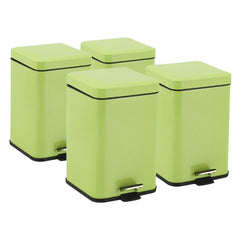 SOGA 4X Foot Pedal Stainless Steel Rubbish Recycling Garbage Waste Trash Bin Square 12L Green