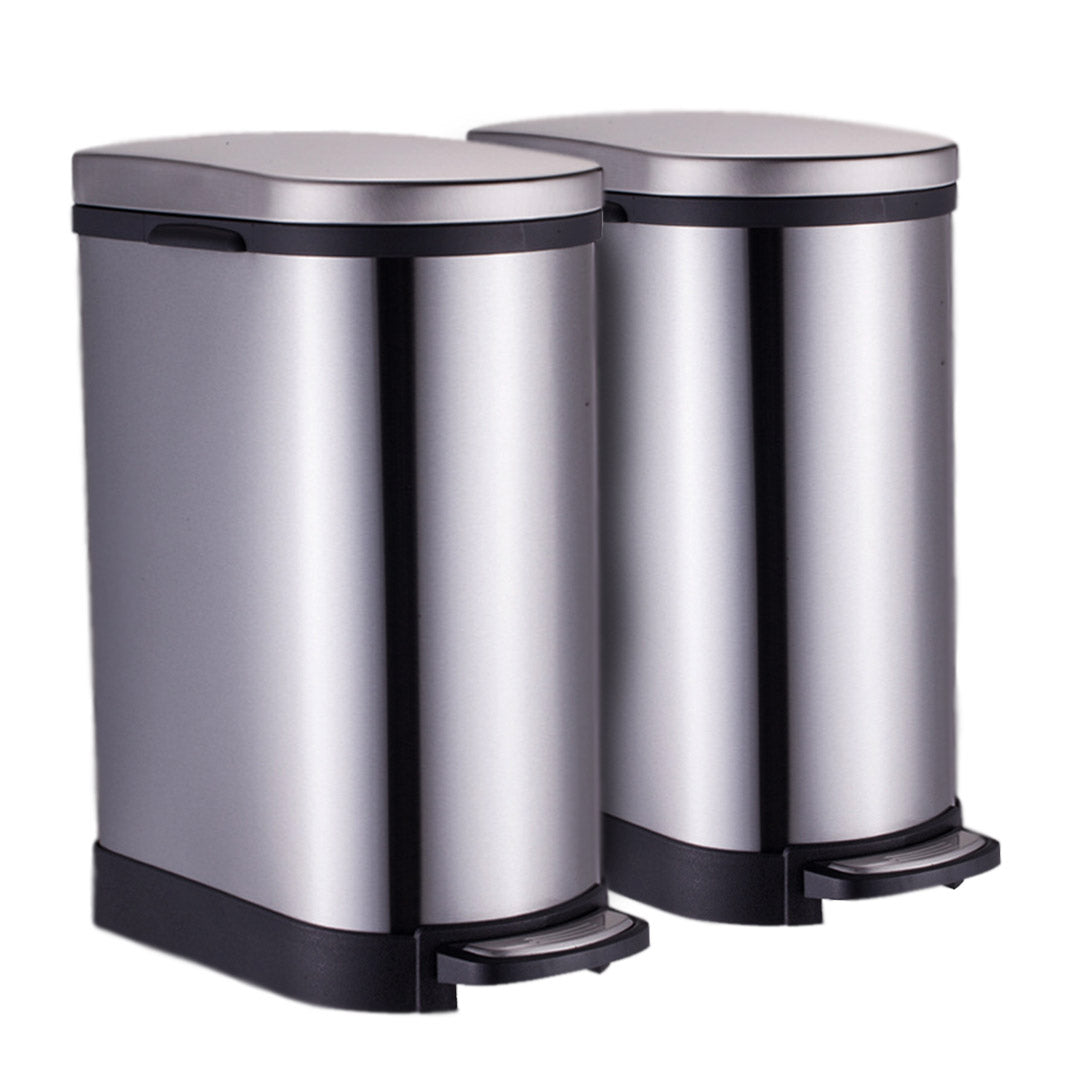 SOGA 2X Foot Pedal Stainless Steel Rubbish Recycling Garbage Waste Trash Bin 10L U $ 172.50