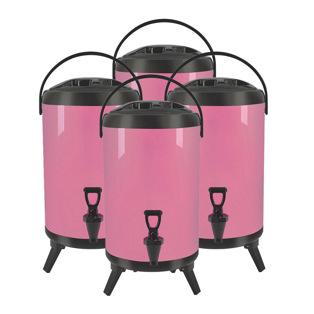 SOGA 4X 14L Stainless Steel Insulated Milk Tea Barrel Hot and Cold Beverage Dispenser Container with Faucet Pink $ 379.90