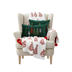 SOGA Christmas Bundle – Red Christmas Tree Fleece Throw & Green Embroidered Holiday Pillows $ 203
